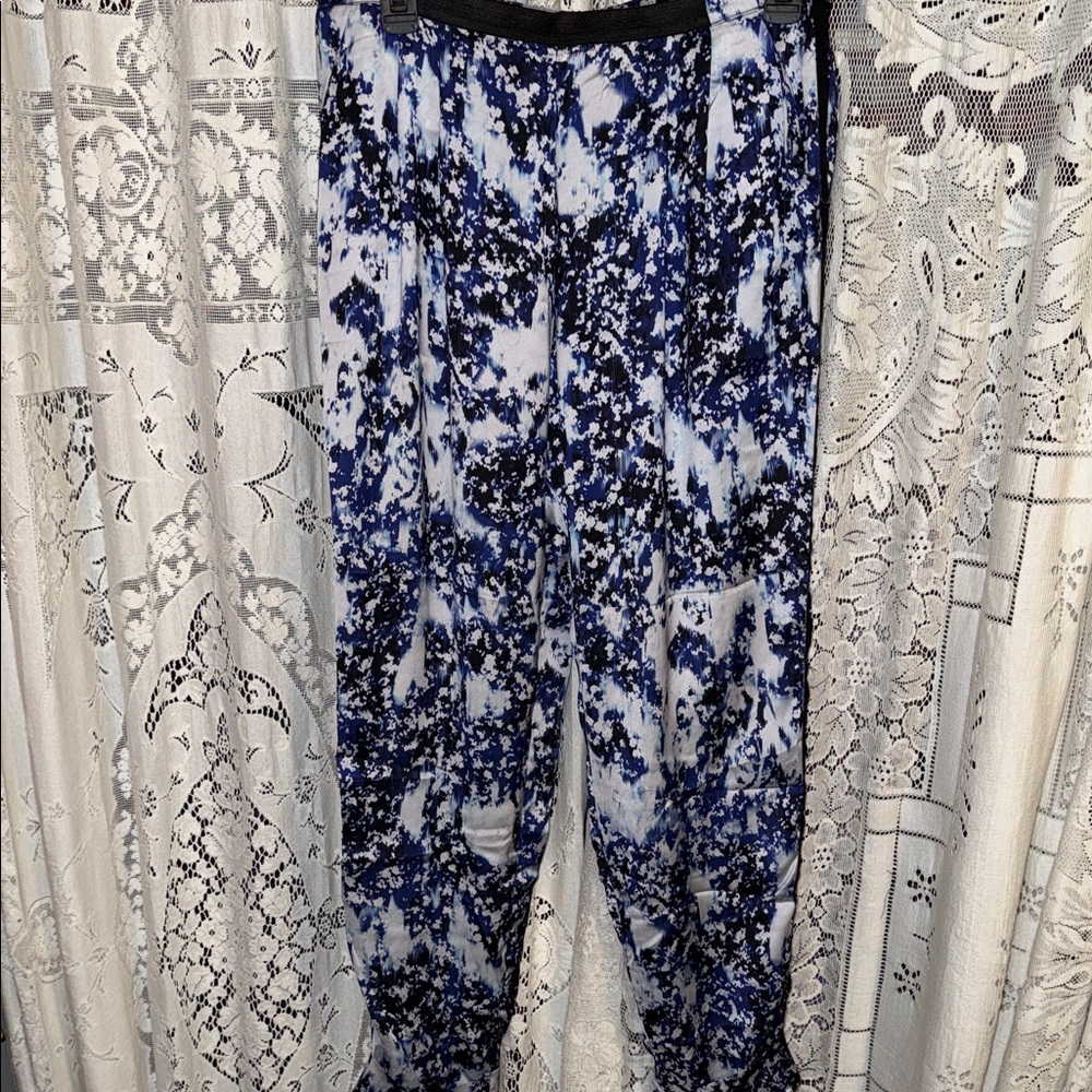NAF NAF Blue and Black Patterned‎ Women's Pants